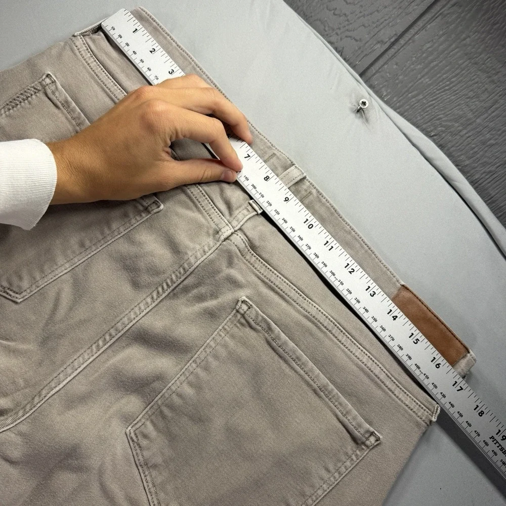 Paige Jeans Mens 34x32 Beige Stretch Federal Slim Straight Pants 5 Pocket